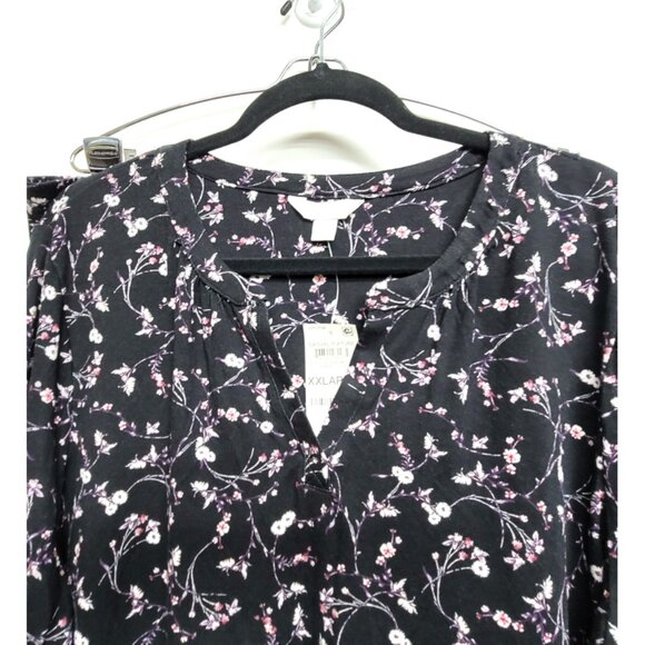 NWT Charter Club Black Floral PJ Set Long Sleeve Top Jogger Pant XXL - Picture 3 of 10
